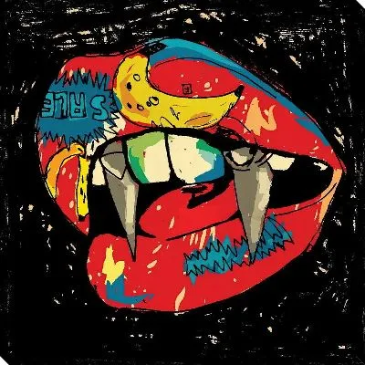 Губы с клыками в стиле поп-арт