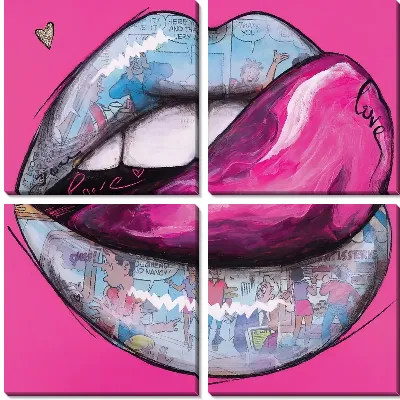 Модульная картина Узорные губы с языком