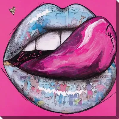 Картина маслом Узорные губы с языком
