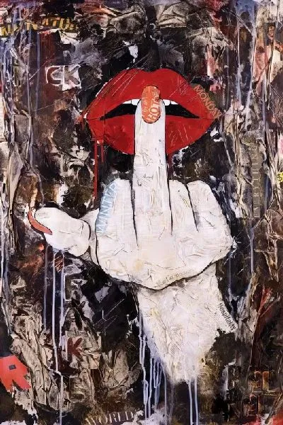 Плакат Жест F//k и красные губы