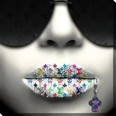 Картина маслом Разрисованные губы и темные очки