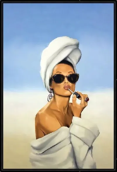 Картина Девушка наносит макияж в солнечных очках