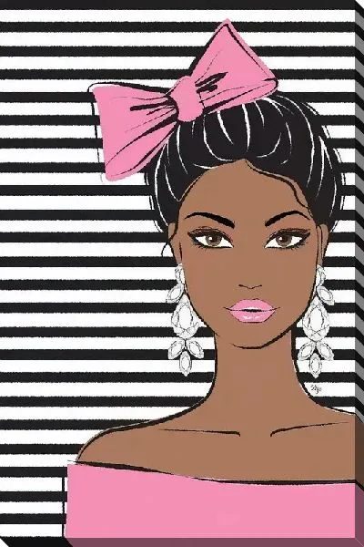 Картина маслом Модница на полосатом фоне