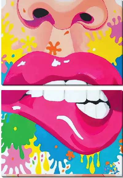Модульная картина Прикус губы в стиле арт
