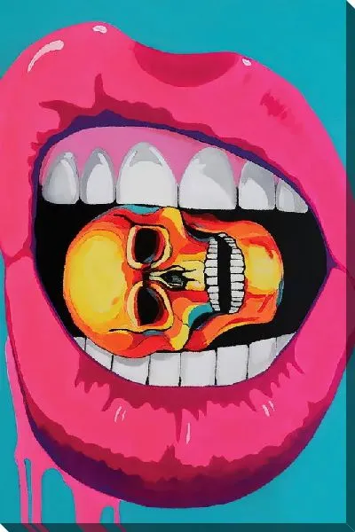 Картина маслом Череп во рту