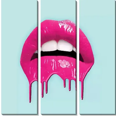Модульная картина Алые губы на голубом фоне
