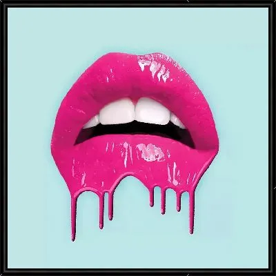 Картина Алые губы на голубом фоне