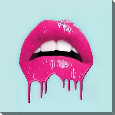 Постер Алые губы на голубом фоне