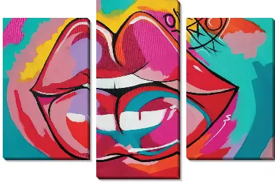 Модульная картина Губы в стиле поп-арт