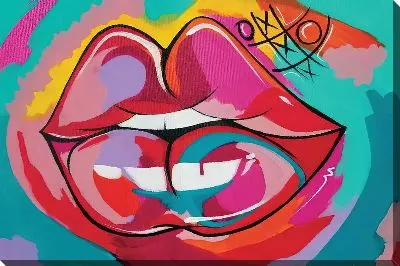Картина маслом Губы в стиле поп-арт