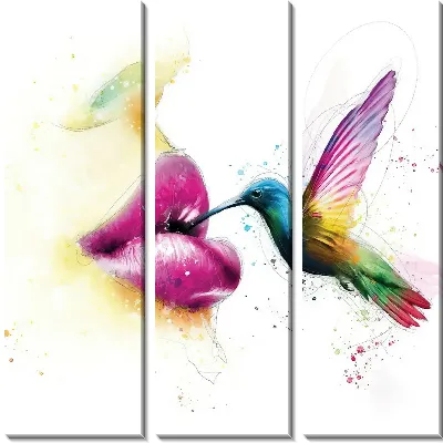 Модульная картина Колибри пьет с губ