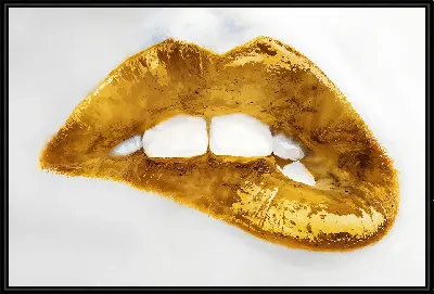 Картина Золотые губы на белом фоне
