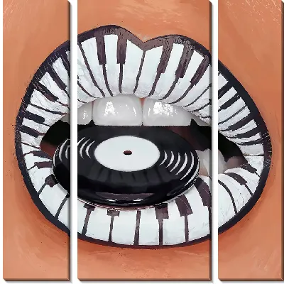 Модульная картина Губы в стиле пианино