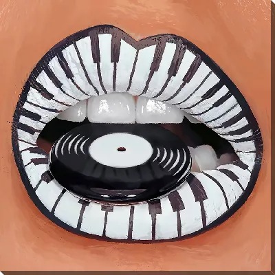 Картина маслом Губы в стиле пианино