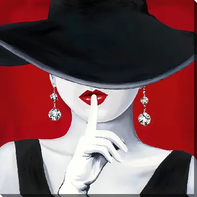 Картина маслом Девушка в шляпе просит быть потише