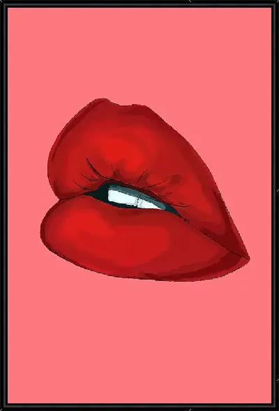 Картина Красные губы на алом фоне