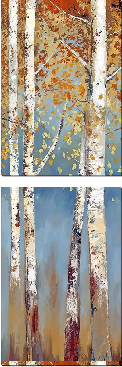 Модульная картина Четыре осенних березы