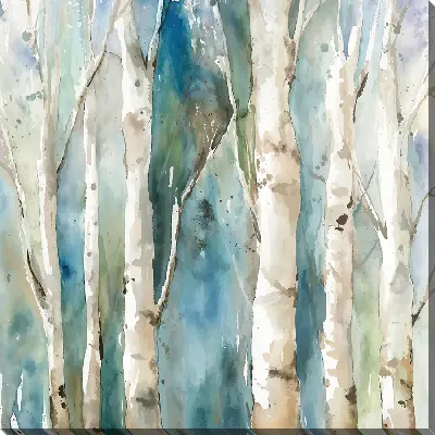 Картина маслом Стволы деревьев березы- вид 2