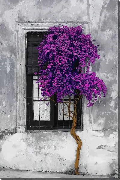 Постер Сиреневое дерево на фоне окна