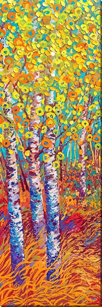 Картина маслом Деревья в осеннем лесу №2