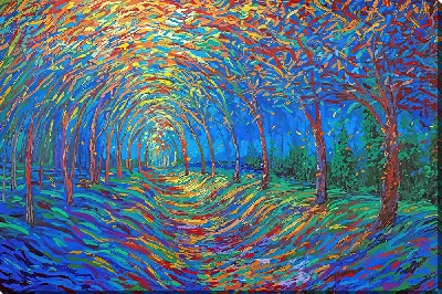 Картина маслом Тропинка в вечернем лесу