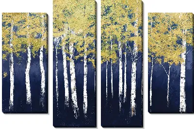 Модульная картина Березы с золотыми кронами