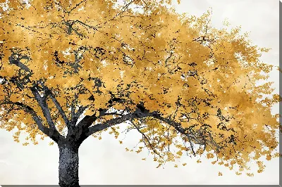 Картина маслом Золотое дерево с черным стволом