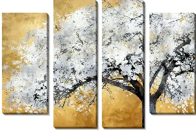 Модульная картина Черное дерево с белой кроной