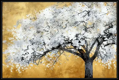 Картина Черное дерево с белой кроной