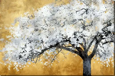 Постер Черное дерево с белой кроной