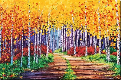 Картина маслом Тропинка в осеннем лесу - вид 3