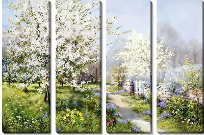 Модульная картина Тропинка у дома в период цветения