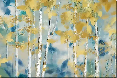Картина маслом Ветки берез осенью