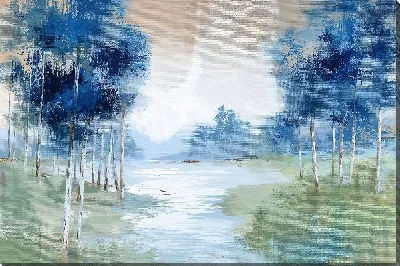 Картина маслом Абстракция деревьев с синими листьями