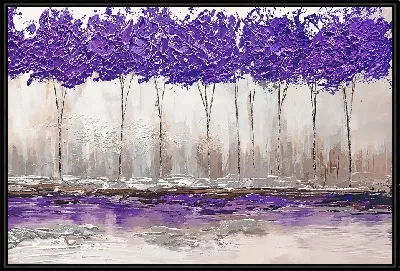 Ряд деревьев с фиолетовыми кронами