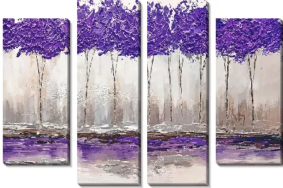 Ряд деревьев с фиолетовыми кронами