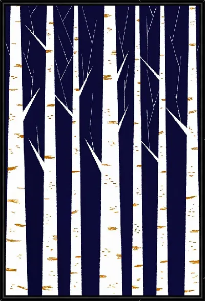 Картина Березы на черном фоне