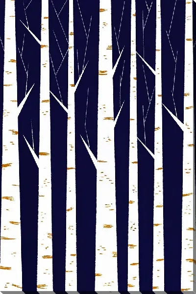 Постер Березы на черном фоне