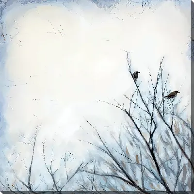 Картина маслом Две птицы на ветках дерева