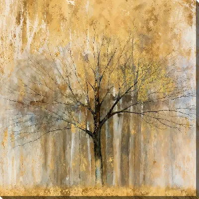 Черное дерево в золотых и винтажных тонах