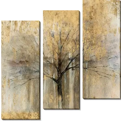 Черное дерево в золотых и винтажных тонах