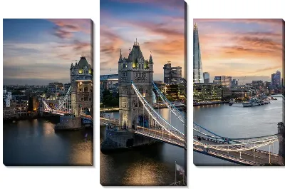 Модульная картина Освещенный Тауэрский мост в Лондоне вечером