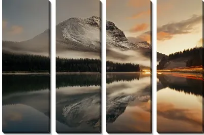 Модульная картина Горное озеро с отражением гор