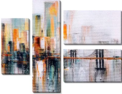 Модульная картина Абстрактная картина "Бруклинский мост" в Нью Йорке