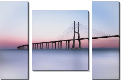 Модульная картина Мост Васко да Гама в Лиссабоне в тумане - вид 2