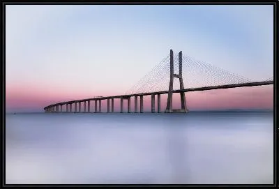 Картина Мост Васко да Гама в Лиссабоне в тумане - вид 2