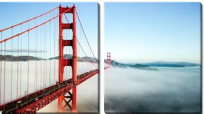 Модульная картина Золотые ворота в утреннем тумане