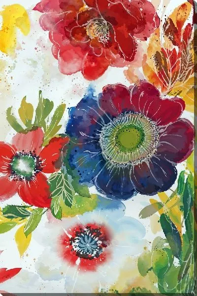 Картина маслом Анемоны в стиле акварель №5