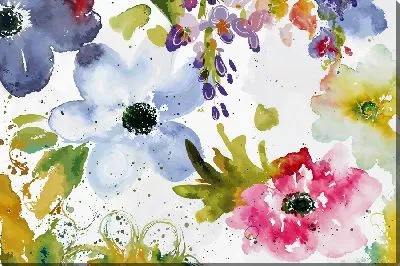 Картина маслом Анемоны в стиле акварель №7