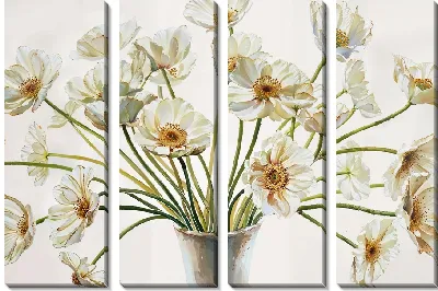Модульная картина Белые анемоны в вазе